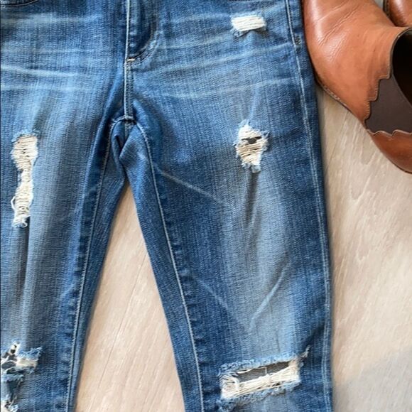 AG Stevie Ankle Slim Straight Distressed Jeans Stretch Medium Wash Blue 26 - Picture 8 of 13